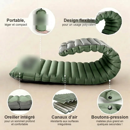 Caracteristiques : oreiller integre, canaux d'air, boutons-pression