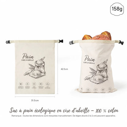 Sac à pain en cire d'abeille écologique – 100 % coton