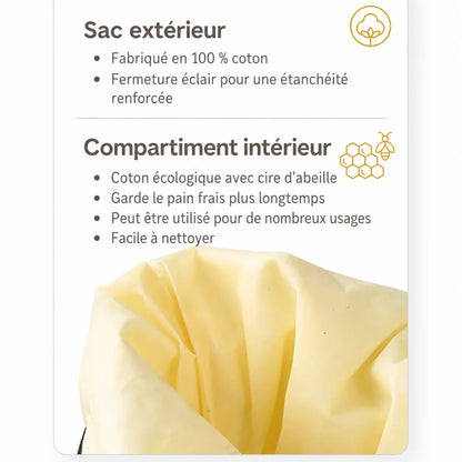 Sac à pain en cire d'abeille écologique – 100 % coton