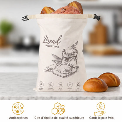 Sac à pain en cire d'abeille écologique – 100 % coton