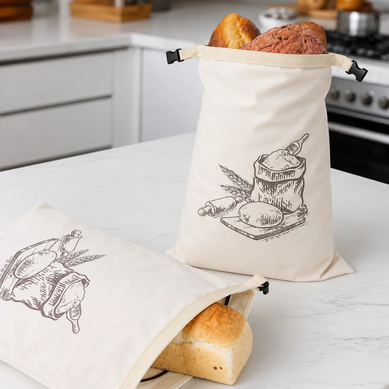 Sac à pain en cire d'abeille écologique – 100 % coton