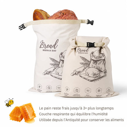 Sac à pain en cire d'abeille écologique – 100 % coton