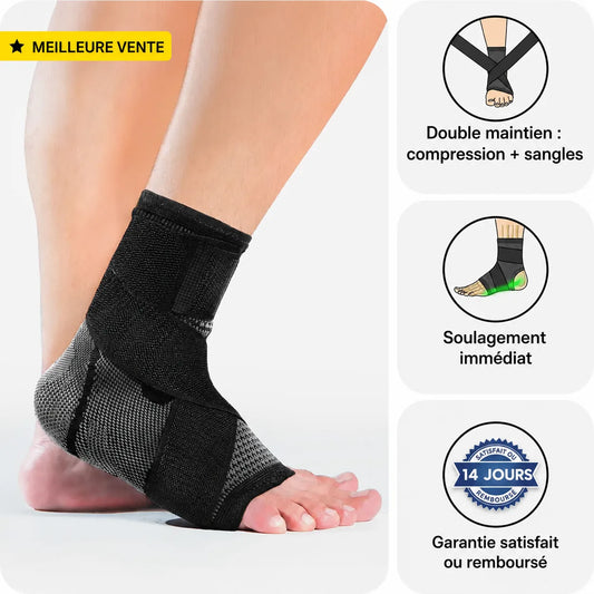 Manchon Talio porté au pied avec sangles croisées